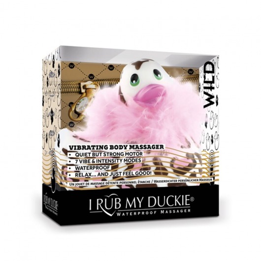Белый вибратор-уточка I Rub My Duckie 2.0 Wild с леопардовым принтом - Big Teaze Toys - купить с доставкой в Краснодаре