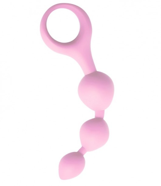 Нежно-розовая анальная цепочка Anal Chain с ручкой-кольцом - Vandersex