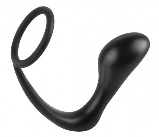 Черное эрекционное кольцо с анальным стимулятором Anal Plug Ring - Vandersex - в Краснодаре купить с доставкой