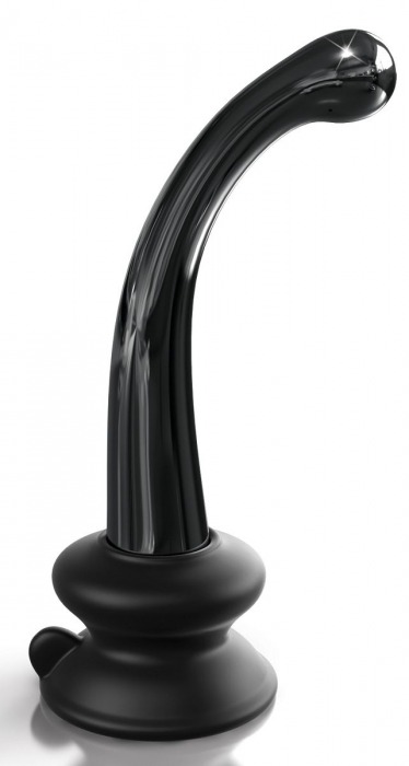 Черный стеклянный фаллоимитатор Icicles №87 с силиконовой присоской - 15,5 см. - Pipedream