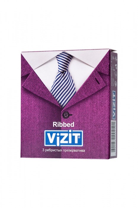 Ребристые презервативы VIZIT Ribbed - 3 шт. - VIZIT - купить с доставкой в Краснодаре