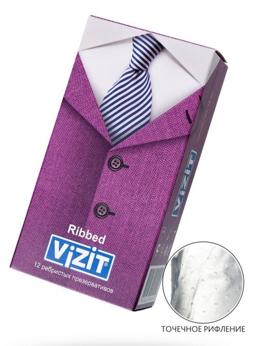 Ребристые презервативы VIZIT Ribbed - 12 шт. - VIZIT - купить с доставкой в Краснодаре