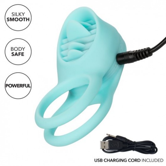 Голубое эрекционное виброкольцо Silicone Rechargeable French Kiss Enhancer - California Exotic Novelties - в Краснодаре купить с доставкой