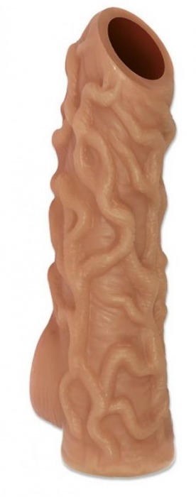 Телесная насадка с венками и открытой головкой Nude Sleeve M - 12 см. - KOKOS - в Краснодаре купить с доставкой