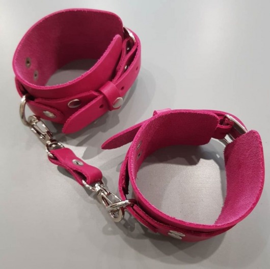 Розовые кожаные наручники - BDSM96 - купить с доставкой в Краснодаре