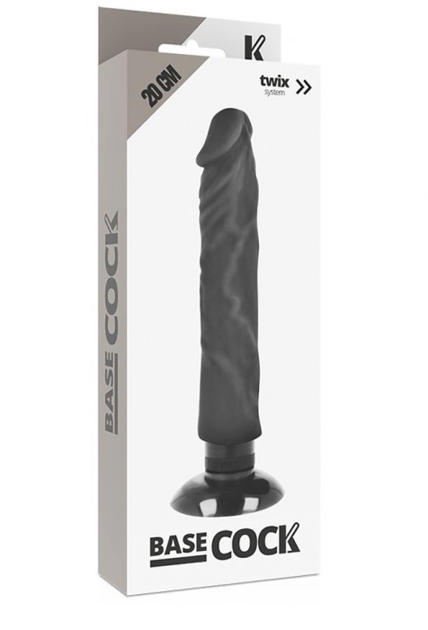Черный вибратор на присоске Basecock Realistic Vibrator 2in1 - 20 см. - DreamLove