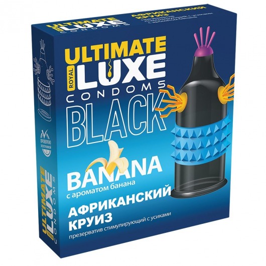 Черный стимулирующий презерватив  Африканский круиз  с ароматом банана - 1 шт. - Luxe - купить с доставкой в Краснодаре