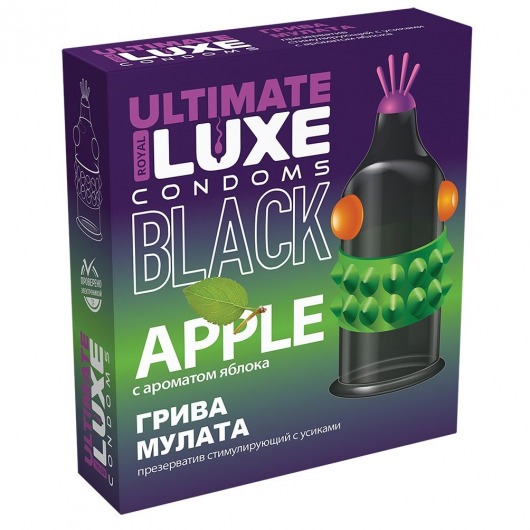 Черный стимулирующий презерватив  Грива мулата  с ароматом яблока - 1 шт. - Luxe - купить с доставкой в Краснодаре