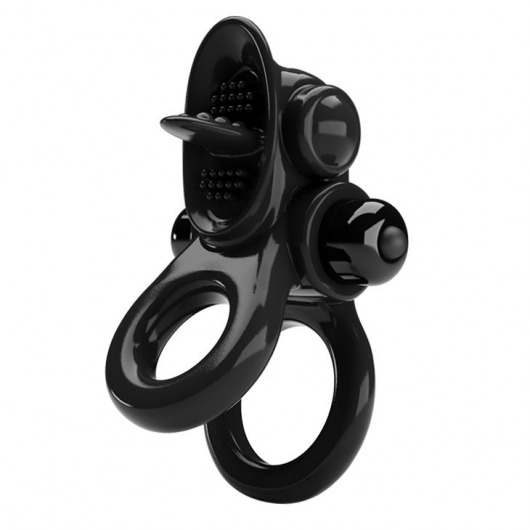 Черное эрекционное кольцо с подхватом мошонки и стимулятором клитора Passionate Ring - Baile - в Краснодаре купить с доставкой