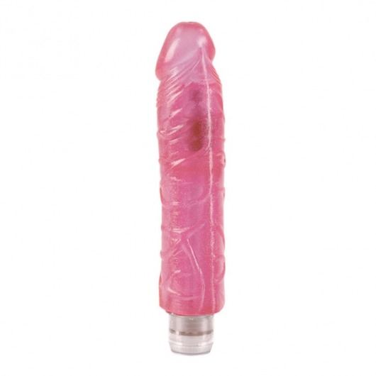 Реалистичный розовый вибратор Glitter Gels Vibrating Dong - 18 см. - California Exotic Novelties