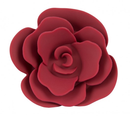 Красная анальная пробка с ограничительным основанием в виде розы - 10,7 см. - Orion - купить с доставкой в Краснодаре