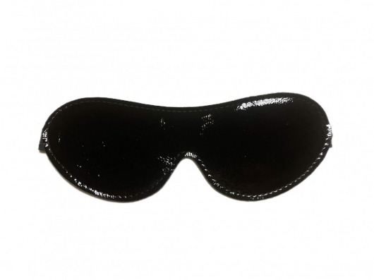 Черная лаковая маска на глаза из эко-кожи - БДСМ Арсенал - купить с доставкой в Краснодаре