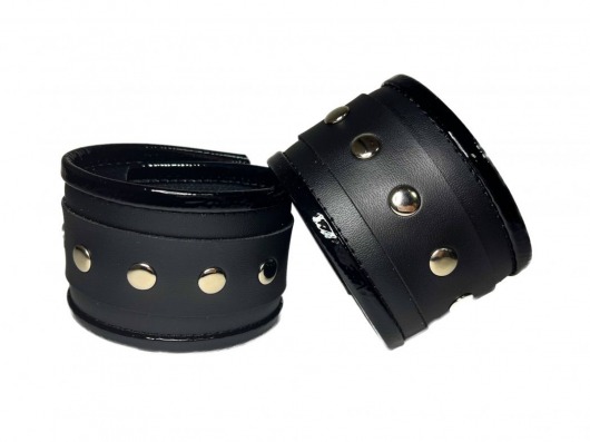 Черные наручники из эко-кожи - БДСМ Арсенал - купить с доставкой в Краснодаре
