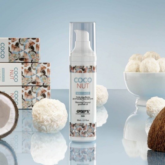 Разогревающее массажное масло с ароматом кокоса Gourmet Coconut - 50 мл. - Exsens - купить с доставкой в Краснодаре