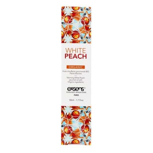 Разогревающее массажное масло Gourmet White Peach Organic с органическими ингредиентами - 50 мл. - Exsens - купить с доставкой в Краснодаре