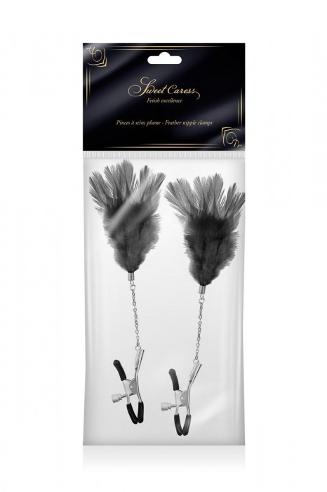 Зажимы для сосков с черными перьями Sweet Caress Feather Nipple Clumps - Sweet Caress - купить с доставкой в Краснодаре