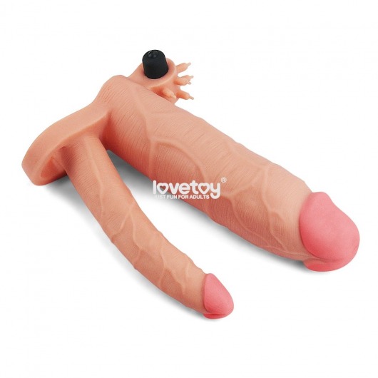 Телесная насадка-удлинитель на пенис с анальным стимулятором и вибрацией - Lovetoy - в Краснодаре купить с доставкой