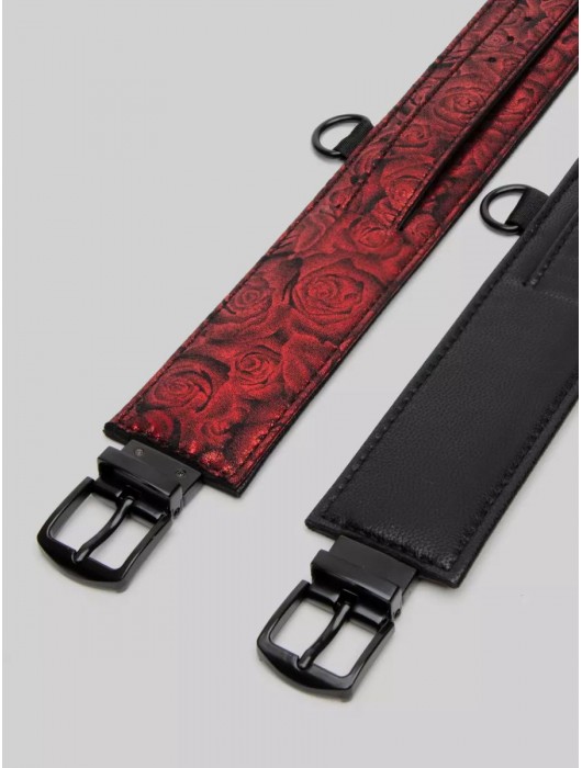 Красно-черные оковы Reversible Faux Leather Ankle Cuffs - Fifty Shades of Grey - купить с доставкой в Краснодаре