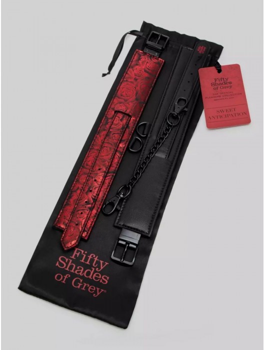 Красно-черные оковы Reversible Faux Leather Ankle Cuffs - Fifty Shades of Grey - купить с доставкой в Краснодаре