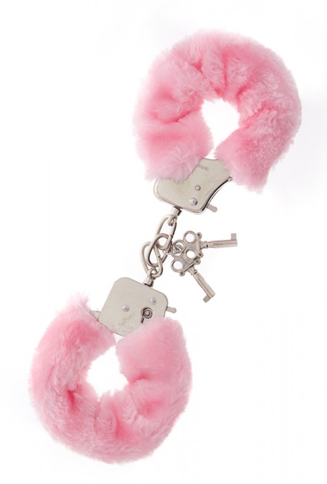 Металлические наручники с розовой меховой опушкой METAL HANDCUFF WITH PLUSH PINK - Dream Toys - купить с доставкой в Краснодаре