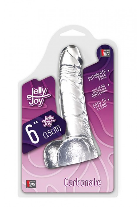 Прозрачный фаллоимитатор из желейного материала JELLY JOY CARBONATE CLEAR - 15,2 см. - Dream Toys