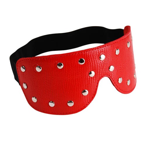 Красная кожаная маска на глаза с клёпками и велюровой подкладкой - Sitabella - купить с доставкой в Краснодаре