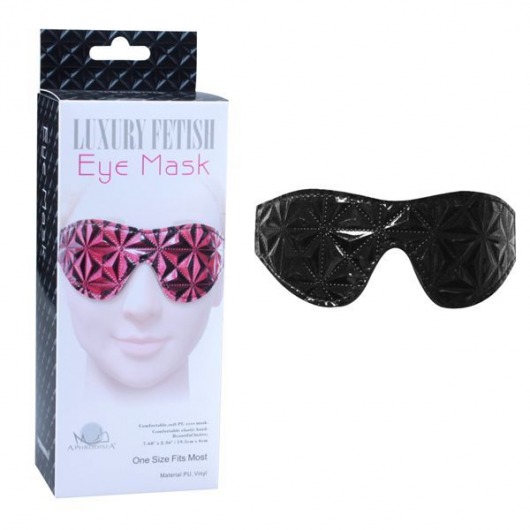 Чёрная кожаная маска на глаза с геометрическим узором - Erokay - купить с доставкой в Краснодаре