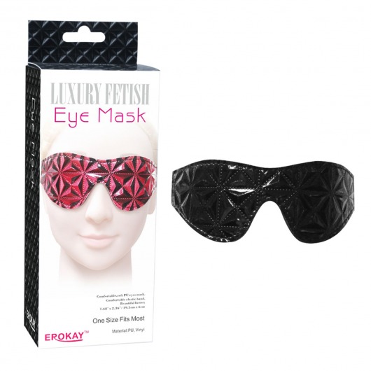 Чёрная кожаная маска на глаза с геометрическим узором - Erokay - купить с доставкой в Краснодаре