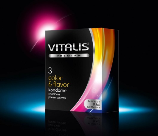 Цветные ароматизированные презервативы VITALIS PREMIUM color   flavor - 3 шт. - Vitalis - купить с доставкой в Краснодаре