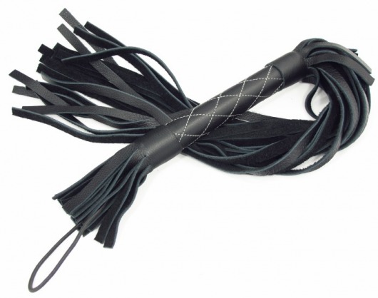 Аккуратная чёрная плетка  из натуральной кожи - БДСМ Арсенал - купить с доставкой в Краснодаре