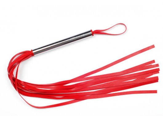 Красная резиновая плеть с металлической рукоятью - 55 см. - Sitabella - купить с доставкой в Краснодаре
