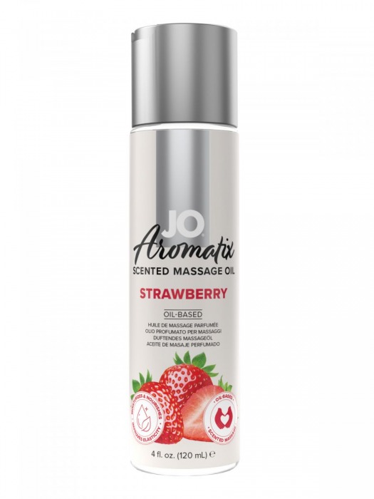 Массажное масло JO Aromatix Massage Oil Strawberry с ароматом клубники - 120 мл. - System JO - купить с доставкой в Краснодаре