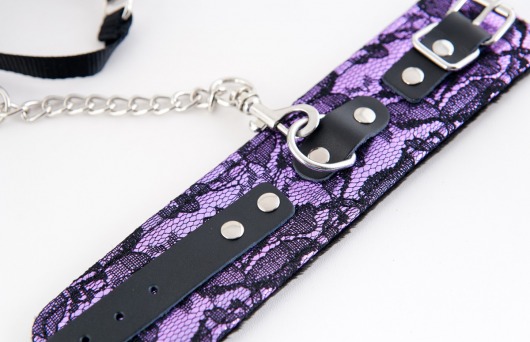 Пурпурный кружевной набор: ошейник и наручники - ToyFa - купить с доставкой в Краснодаре