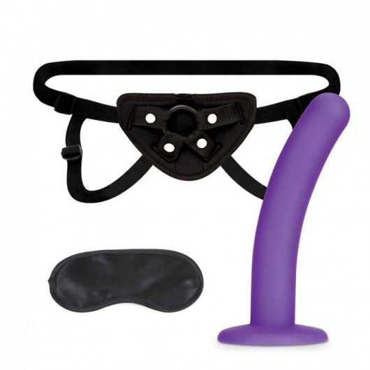 Фиолетовый поясной фаллоимитатор Strap on Harness   5in Dildo Set - 12,25 см. - Lux Fetish - купить с доставкой в Краснодаре
