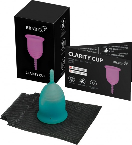 Бирюзовая менструальная чаша Clarity Cup S - Bradex - купить с доставкой в Краснодаре