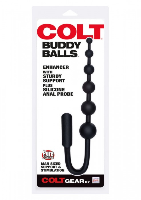 Чёрный анальный стимулятор с кольцом COLT BUDDY BALLS - 18,5 см. - California Exotic Novelties - в Краснодаре купить с доставкой