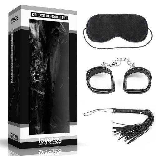 БДСМ-набор Deluxe Bondage Kit для игр: маска, наручники, плётка - Lovetoy - купить с доставкой в Краснодаре