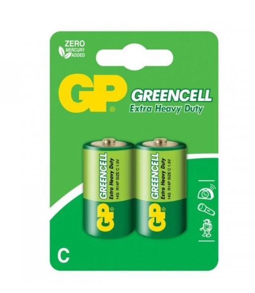 Батарейки солевые GP GreenCell C/R14G - 2 шт. - Элементы питания - купить с доставкой в Краснодаре
