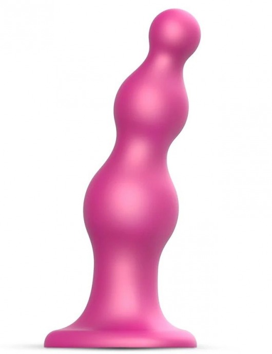 Розовая насадка Strap-On-Me Dildo Plug Beads size S - Strap-on-me - купить с доставкой в Краснодаре