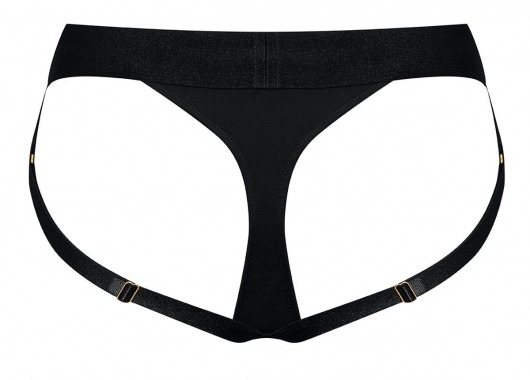 Черные трусики для насадок Heroine Lingerie Harness - size L - Strap-on-me - купить с доставкой в Краснодаре