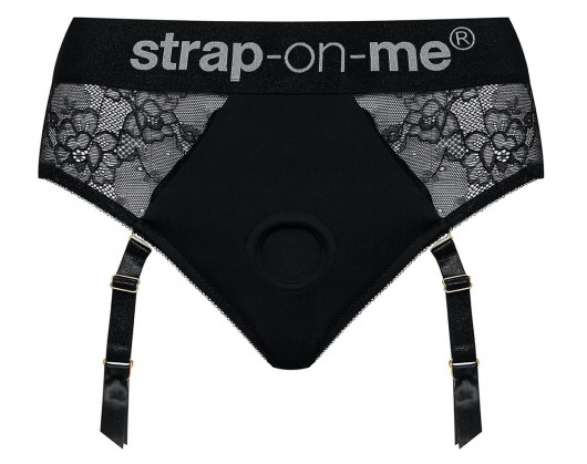Черные трусики для насадок Diva Lingerie Harness - size M - Strap-on-me - купить с доставкой в Краснодаре