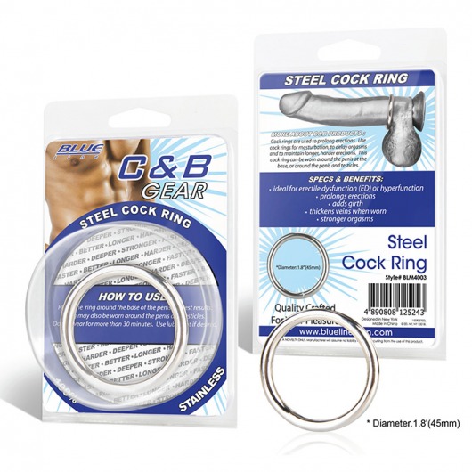 Стальное эрекционное кольцо STEEL COCK RING - 4.8 см. - BlueLine - купить с доставкой в Краснодаре