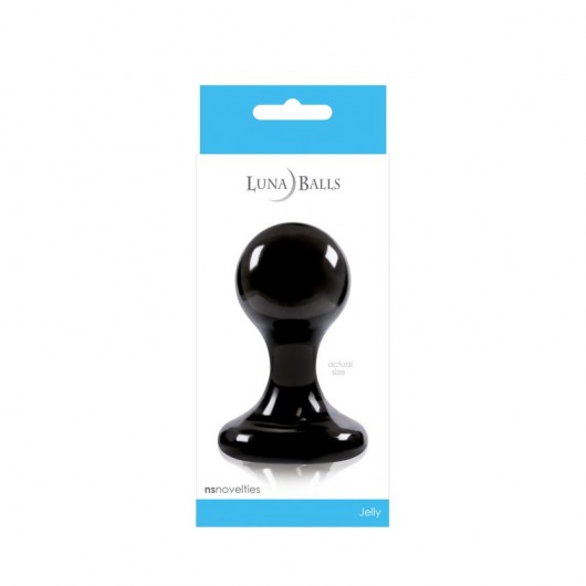 Чёрная анальная пробка среднего размера Luna Balls на присоске - 8,5 см. - NS Novelties