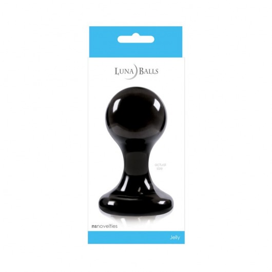 Большая чёрная анальная пробка Luna Balls на присоске - 9,5 см. - NS Novelties