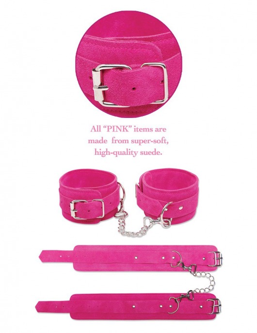 Розовые замшевые наручники PINK WRIST CUFFS - Pipedream - купить с доставкой в Краснодаре