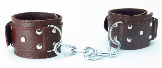 Коричневые кожаные оковы с клепками - БДСМ Арсенал - купить с доставкой в Краснодаре