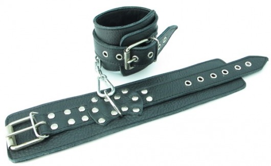Чёрные наручники  из кожи с пряжкой - БДСМ Арсенал - купить с доставкой в Краснодаре