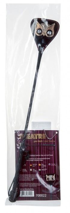 Чёрный стек с совой на кожаном наконечнике - 24 см. - ToyFa - купить с доставкой в Краснодаре