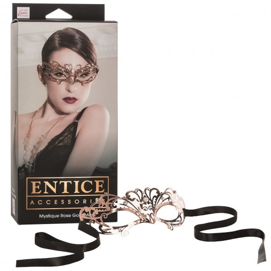 Золотистая маска из никеля с имитацией кристаллов Entice Mystique Mask - California Exotic Novelties - купить с доставкой в Краснодаре