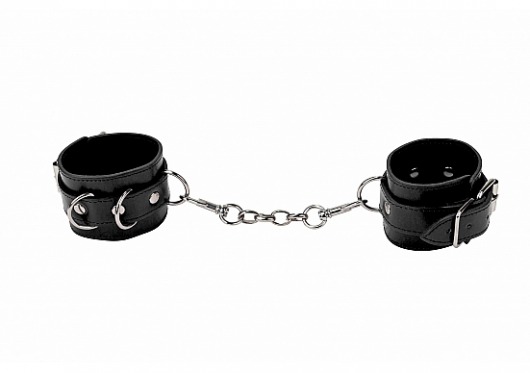 Черные кожаные наручники с заклепками - Shots Media BV - купить с доставкой в Краснодаре